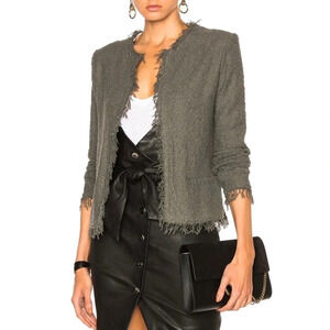 IRO Shavani Boucle Fringe Blazer Jacket Size 38 = US size 6 / Small Steel Gray